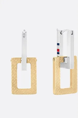 Tommy Hilfiger Two-Tone Chain TH Monogram Earrings