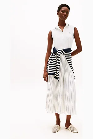 Tommy Hilfiger Pleated Sleeveless Maxi Polo Dress