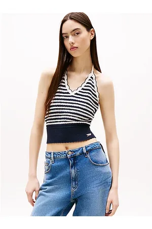 Tommy Hilfiger Breton Stripe Slim Knit Halterneck Top