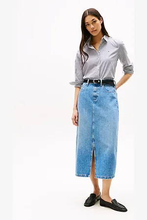 Tommy Hilfiger High Rise Denim Midi Skirt
