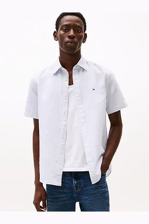 Tommy Hilfiger Stripe Linen Blend Short Sleeve Shirt
