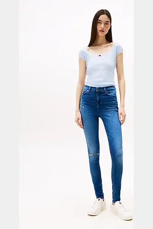 Tommy Hilfiger Nora Distressed Mid Rise Skinny Jeans