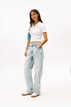Tommy Hilfiger Mia Mid Rise Relaxed Straight Fringe Jeans