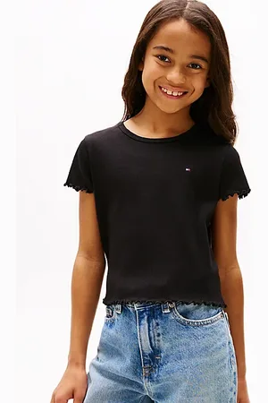 Tommy Hilfiger Ruffle Short Sleeve Ribbed Slim Top