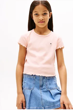 Tommy Hilfiger Ruffle Short Sleeve Ribbed Slim Top