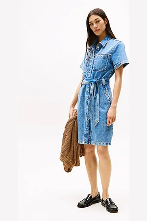 Tommy Hilfiger Belted Short Sleeve Denim Mini Dress