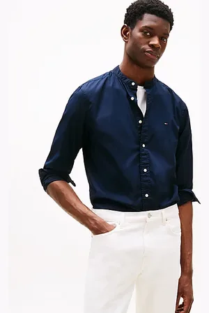 Tommy Hilfiger Regular Fit Grandad Collar Poplin Shirt