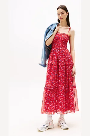 Tommy Hilfiger Floral Print Chiffon Maxi Dress