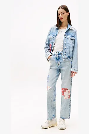 Tommy Hilfiger Patchwork High Rise Slim Straight Jeans