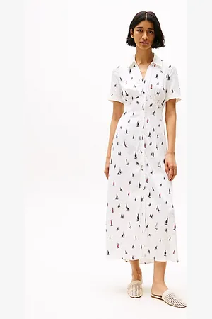 Tommy Hilfiger Print Cut Out Maxi Shirt Dress