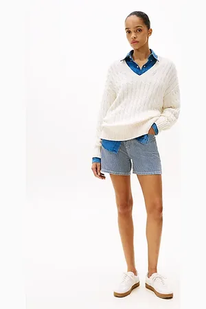 Tommy Hilfiger Stripe Flared Denim Shorts