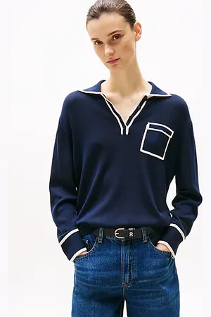Tommy Hilfiger Contrast Polo Jumper With Silk