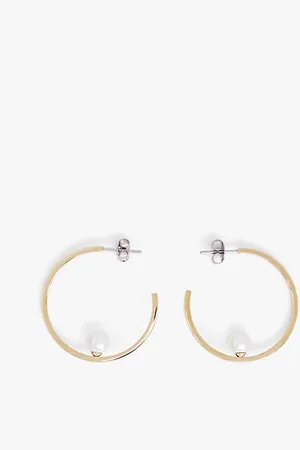 Tommy Hilfiger Gold-Plated Glass Pearl Hoop Earrings