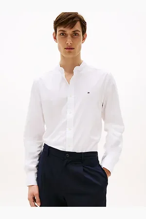 Tommy Hilfiger Regular Fit Grandad Collar Poplin Shirt