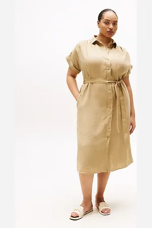 Tommy Hilfiger Curve Pure Linen Midi Shirt Dress