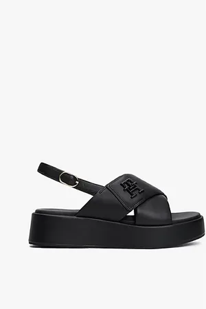 Tommy Hilfiger TH Monogram Leather Platform Sandals