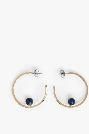 Tommy Hilfiger Lapis Gold-Plated Hoop Earrings