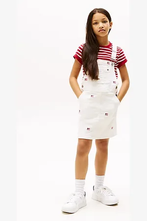 Tommy Hilfiger Logo Embroidery Dungaree Dress