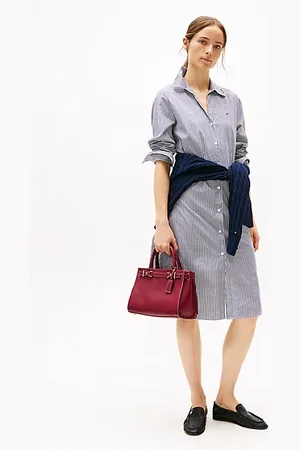Tommy Hilfiger Stripe Poplin Midi Shirt Dress