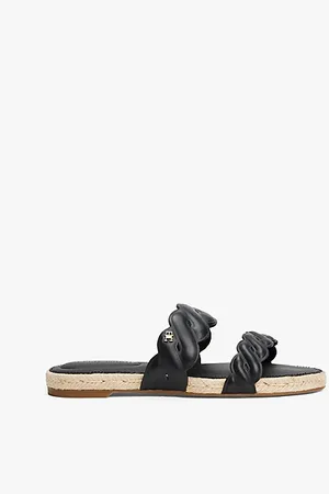 Tommy Hilfiger Leather Embossed Espadrille Mules