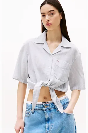 Tommy Hilfiger Cropped Relaxed Short Sleeve Shirt