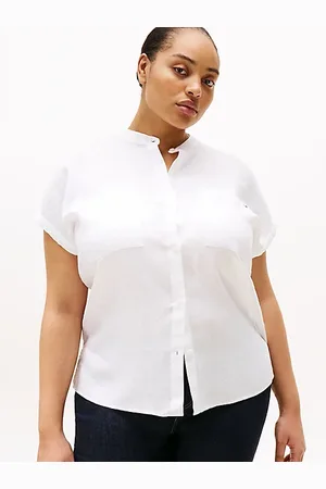 Tommy Hilfiger Curve Relaxed Short Sleeve Linen Blouse