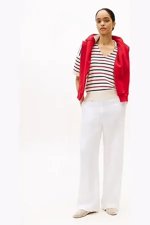 Tommy Hilfiger Linen Blend Tailored Straight Leg Trousers