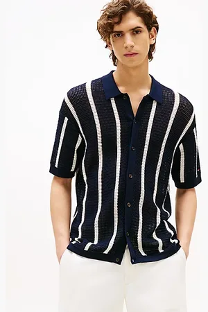Tommy Hilfiger Relaxed Open Knit Stripe Short Sleeve Shirt