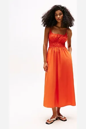 Tommy Hilfiger Smock Scoop Neck Maxi Dress