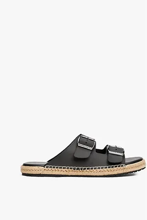 Tommy Hilfiger Jute Slip-On Sandals With Leather