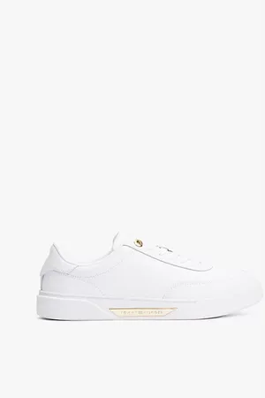 Tommy Hilfiger Leather Gold-Tone Trim Court Trainers