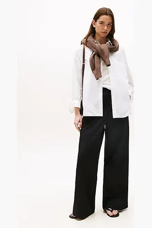 Tommy Hilfiger Wide Leg Relaxed Poplin Trousers