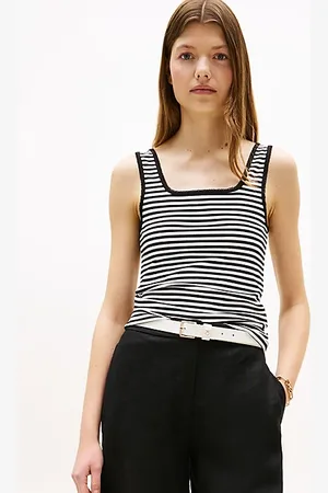 Tommy Hilfiger Ribbed Square Neck Slim Tank Top