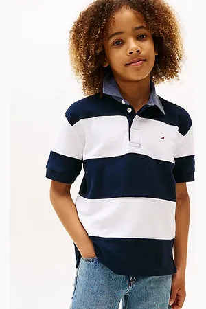 Tommy Hilfiger Stripe Chambray Collar Polo Shirt