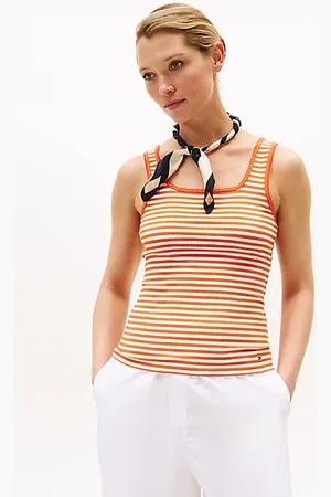 Tommy Hilfiger Ribbed Square Neck Slim Tank Top