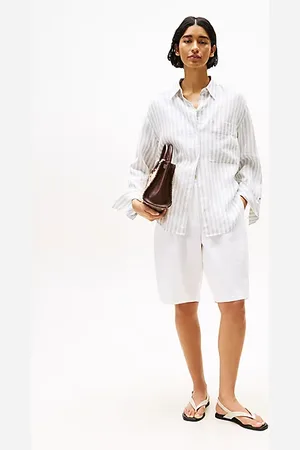 Tommy Hilfiger Wide Leg Bermuda Shorts With Linen