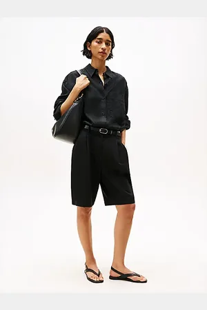 Tommy Hilfiger Wide Leg Bermuda Shorts With Linen