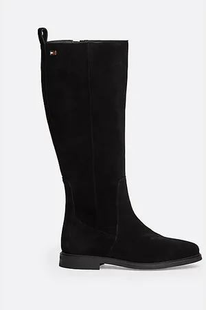 Tommy Hilfiger Suede Enamel Flag Zip-Up High Boots