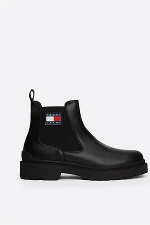 Tommy Hilfiger Rubberised Logo Leather Cleat Chelsea Boots