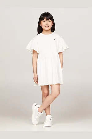Tommy Hilfiger Broderie Anglaise Bell Sleeve Flare Dress