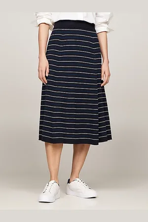 Tommy Hilfiger Stripe Knit A-Line Midi Skirt