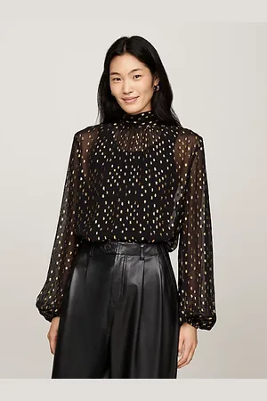 Tommy Hilfiger Metallic Embroidery Relaxed Sheer Blouse