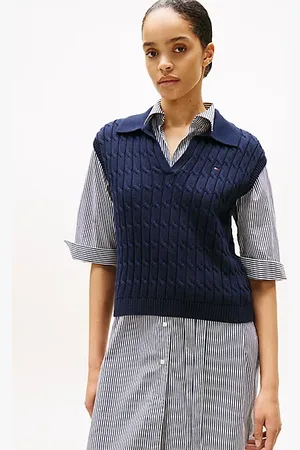 Tommy Hilfiger Cable Knit Sleeveless Polo Jumper