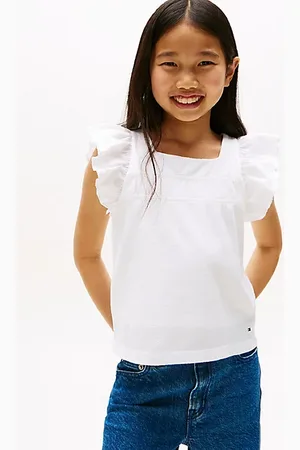 Tommy Hilfiger Textured Ruffle Sleeve Slim Top