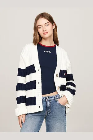 Tommy Hilfiger Back Logo Oversized Cardigan With Wool