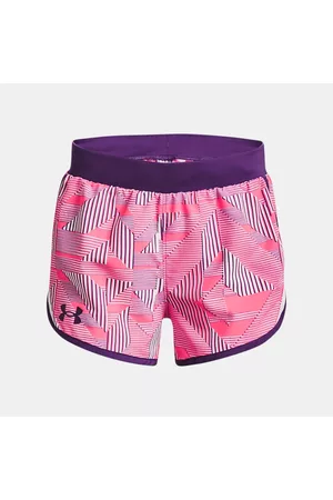 Under Armour Girls' Fly-By Printed Shorts Shock / White / Galaxy Purple G
