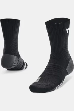 Under Armour Project Rock ArmourDry™ Playmaker Unisex Mid-Crew Socks / Jet Gray / White L