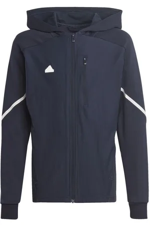 adidas Hættetrøje Designed for Gameday Full Zip - Navy/Hvid Børn