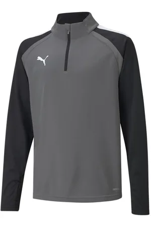 PUMA TeamLIGA 1/4 Lynlås Top Junior - Grå/Hvid