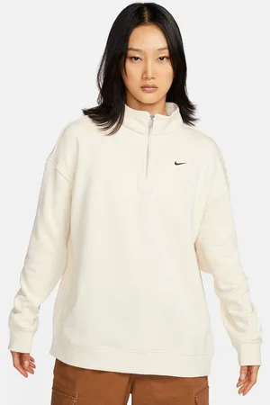Nike Trøje NSW Fleece QZ - Hvid/Sort Kvinde
